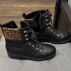 Nine West Black and animal print Boots size 8.5